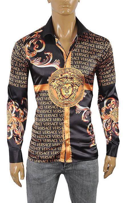 versace dolm dress shirt long sleeve men's|Men's Luxury and Designer Shirts .